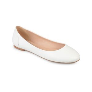 JOURNEE COLLECTION Womens White Kavn Round Toe Slip On Ballet Flats 7.5